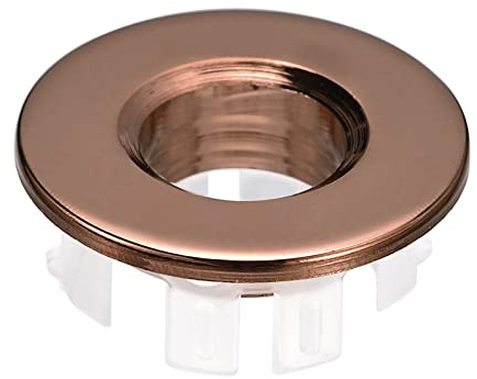 sourcing map Cubierta de desbordamiento para fregadero, anillos de desbordamiento para fregadero, baño, cocina, cubeta de desagüe, inserto de agujero en tapas redondas, oro rosa