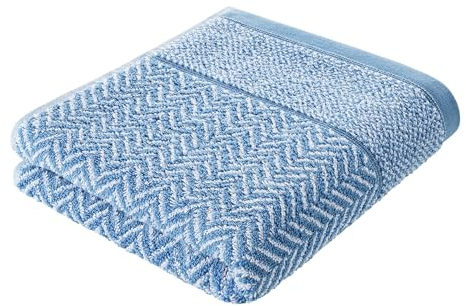 herzbach home Handtuch Set 100% Baumwolle Gemustert (Blau/Weiß, 2 Handtücher 50x100 cm)