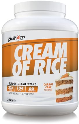 Per4m Protein Cream of Rice | Easy-to-Digest Complex Carbohydrate | Gluten-Free, Plant-Based Smooth Rice Porridge | Ideal Pre Post-Workout (2kg, Carrot Cake)