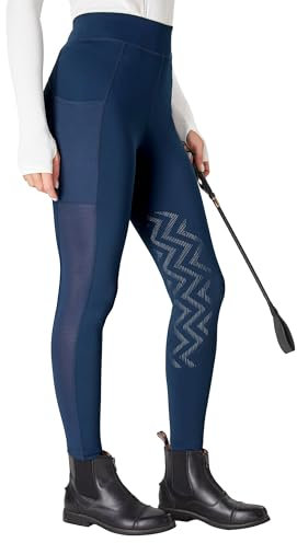 FitsT4 Sports Damen Reithose Reitleggings mit Rutschfesten Silikonknien und Seitentaschen, Atmungsaktiv und Elastisch Für Reitschule und Radfahren im Frühling Sommer