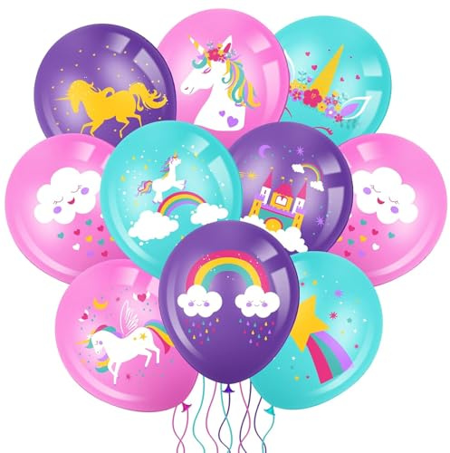 DazzJoy 18 stycken enhörningsballonger, djurballonger, enhörning, djurballonger, djur, barnfödelsedag, dekoration, enhörning heliumballong, djur för enhörningar, födelsedagsfest, dekoration, fest