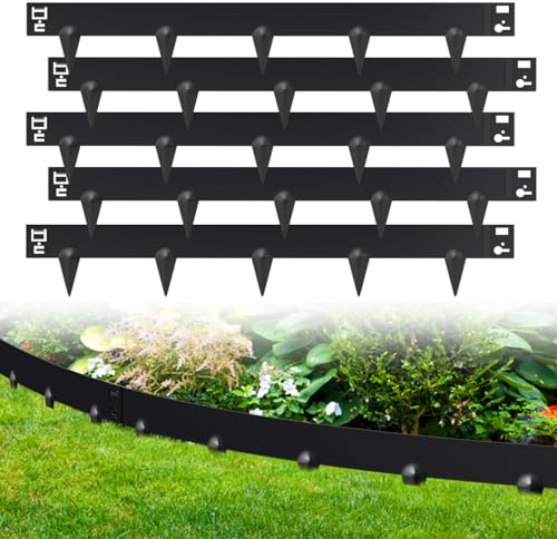 Ansobea Rabattkant metall, rabattkant metall, med spikar för enkel golvinstallation 100 x 18 cm, rabattinfattning, klippkant, palisad, trädgårdsbädd, svart (längd 10 m – höjd 18 cm)