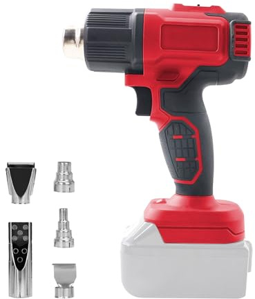 Trådlös värmepistol, temperatur upp till 550 °C, trådlös varmluftspistol med 5 munstycken och LCD-skärm för hantverk krympning PVC-omslagsfärgskalning (inget batteri) (för Milwaukee 18 V-batteri)