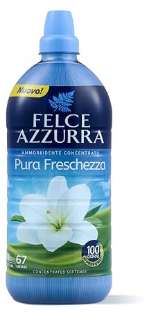 Felce Azzurra - Ammorbidente Lavatrice Pura Freschezza Concentrato 100 Giorni di Profumo, Bucato Morbido con Oli Essenziali Naturali, 1x1340 ml (67 Lavaggi) Dermatologicamente Testato 100% Riciclabile