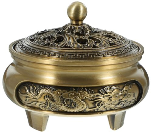 TOPBATHY Quemador De Incienso Vintage De Aleación con Diseño Retro Portainciensos Ligero para Decoración del Hogar Oficina Yoga Y Aromaterapia Adorno Creativo con Tapa