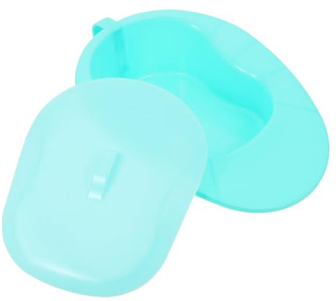 MUCKLILY Portable Toilet Bedpan for Elderly and Bedridden Patients with Lid Sturdy Pp Material, Light Green Colour, Smooth Slope Design, for Hospitals and Nursing Homes