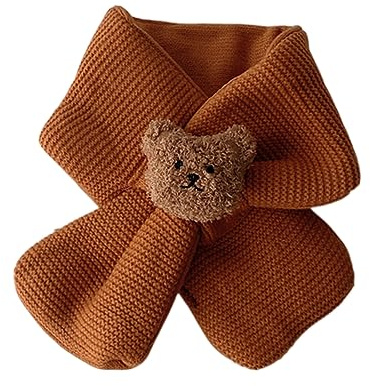 Hattba Bear Neckerchief Winter Scarves For Kids Boys Girls Infant Soft Wool Scarf Thicken Neck Cover Warm Scarf Child Winter