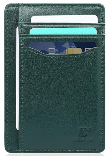 Pomelo Best Portafoglio da Uomo, Portafoglio sottile in Vera Pelle con Blocco RFID, Porta Carte di Credito per 7 carte e contanti, Viaggi e uso Quotidiano (Verde)
