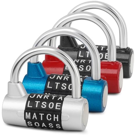 Lot de 4 cadenas à combinaison de 5 lettres réinitialisables, cadenas de sécurité antivol robuste sans clé pour casier de gym, casier d'école, boîte à outils, armoire, barrière