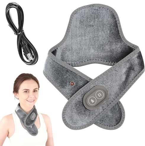 Coussin Chauffant Cervicales Électrique,Thermothérapie Soulager Douleur,pour Epaule et Nuque,3 Niveaux Chaleur,45-55-65℃,Utilisation prise USB,Coussin Chauffant Nuque pour Homme et Femme (Gris)