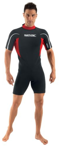 SEAC Relax Short, Muta Corta in Neoprene da 2.2 mm per Snorkeling, Subacquea e Altre attività in Acqua Uomo, Nero/Rosso, L