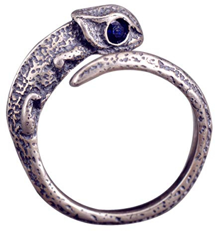 NicoWerk Damen Silberring Chamäleon aus 925 Sterling Silber Vintage Tier Natur Geschwärzt Verstellbar Offen SRI392