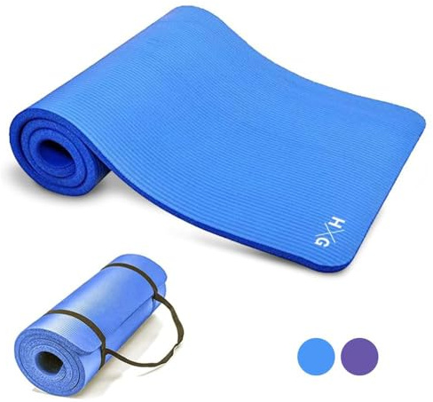 HxG. Esterillas de Yoga Pilates Fitness para gimnasio en casa antideslizante, alfombra suave y cómoda para hacer ejercicio (azul NBR)