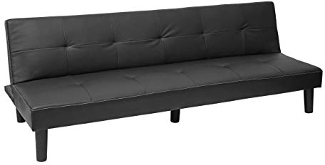 Mendler 3er-Sofa HWC-G11, Couch Schlafsofa Gästebett Bettsofa Klappsofa, Schlaffunktion 195cm - Kunstleder, schwarz