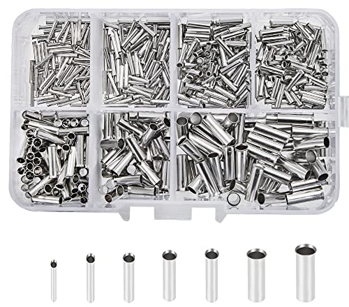 Embouts de Câble Non Isolés 0,5/0,75/1,0/1,5/2,5/4,0/6,0 mm², 600 Pcs Connecteurs à Bout Terminaison à Sertir de Fil pour les Projets D'électrique, 10-22 AWG