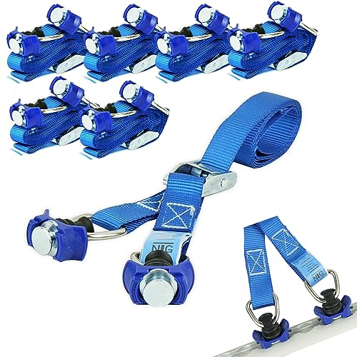 1-12 cinghie di tensione per guida airline, cinghia di ancoraggio, con morsetto e raccordo in plastica, DIN EN 12195-2 | (6 pezzi)