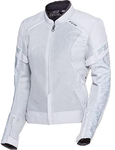 FLM Ram Air Damen Textiljacke – Schwarz – Polyester – Mit SAFE-MAX Protektoren – Exzellente Belüftung – Reflektoren grau XL