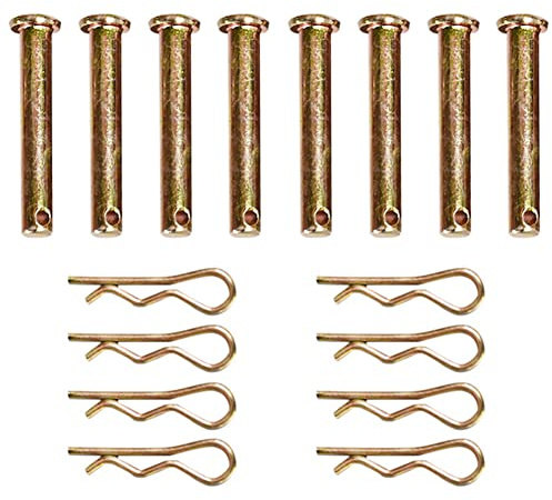 8 Pieces Carbon Steel Single Hole Clevis Pin with R Shaped Spring Cotter Pin Flat Head Single Hole Clevis Pins M8 Clevis Pin for Mower Tractor Fastener Hardware, 8mm x 45mm