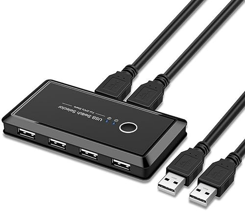 chenyang USB2.0 KVM commutateur de partage sélecteur 2 ordinateurs partager 4 périphériques USB pour clavier souris scanner imprimante