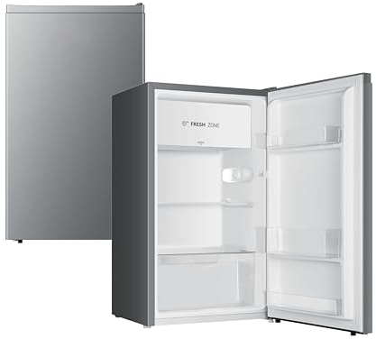 YUNA Kühlschrank SEREBRO E mit Fresh Zone/ 94L Nutzinhalt/Vollraumkühlschrank/ 84 cm hoch/ 86 kWh/Jahr/Türanschlag wechselbar/Leiser Betrieb 36 dB/Silbern