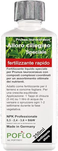 POFLO Fertilizzante per alloro ciliegia Fertilizzante per alloro Prunus laurocerasus, fertilizzante liquido di qualità superiore della linea professionale 250ml