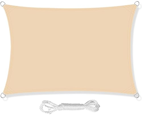 HEYOMART Sonnensegel Sonnenschutz inkl Befestigungsseile PES Polyester Wasserdicht 4 x 6m Rechteck Sonnensegel mit 98% UV Schutz für Draußen, Patio, Garten Terrasse Camping, Hellgelb
