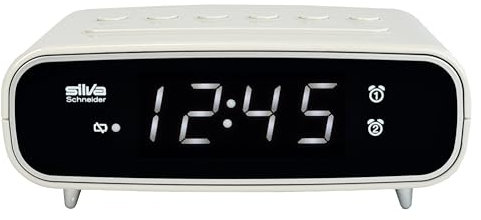 SILVA Schneider UR 1024 Uhrenradio mit Weckfunktion, 2 Weckzeiten, Weckwiederholung, Einschlaftimer, LED Anzeige, dimmbar, Weiß