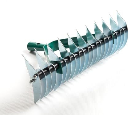 Rasenbelüfter Handvertikutierer 35cm Schneidrechen Vertikutierer Rasenlüfter Harke Rechen