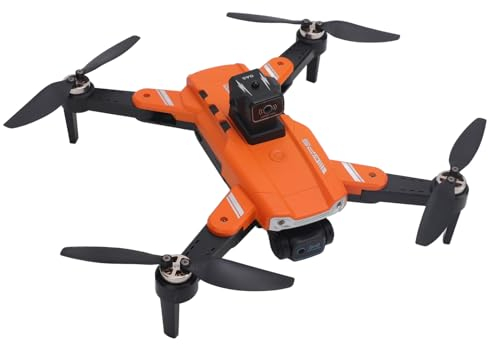 Yunseity Ferngesteuerter Quadrocopter, 3000 MAh, Mehrere Aufnahmemodi, RC-Drohne, Geräuscharmer 8K-Kamera, Bürstenloser Motor für Mehr Als 14 Jahre, für Erwachsene (ORANGE)