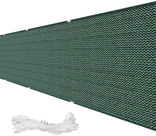 Balcon Privacidad 85 x 550 cm Protección UV, Resistente Al Vientoy Al Agua Tiras para Protección de Privacidad con Ataduras para Balcón Protección, Verde Oscuro