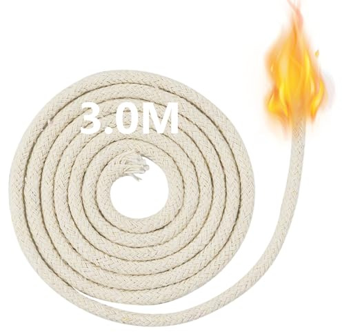 Juego de 2 mechas de algodón trenzado de 4 mm para lámparas de aceite, lámparas de aceite y velas, fabricación de velas hechas a mano, 3 m