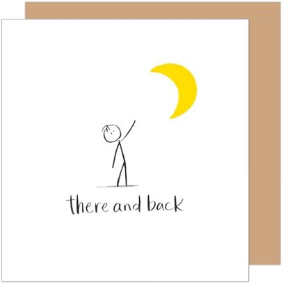 Edition Seidel Premium quadratische Geburtstagskarte mit Umschlag. Glückwunschkarte Happy Birthday Billet Karte für Mann Frau Freundin Freund Partner Liebe Mond there and back (GQ383 SW025)