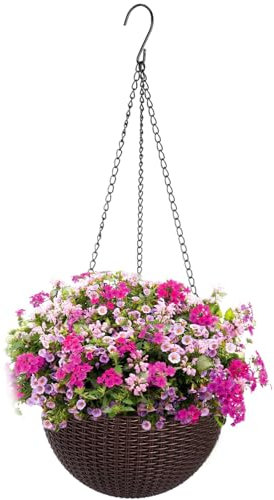 QIYILE Blumenampel Hängeampel 1er Set Plastik Hängetopf für Pflanzen Hängend Blumentopf mit Ketten für Decken Balkone Fenster Fenster Innen Außen