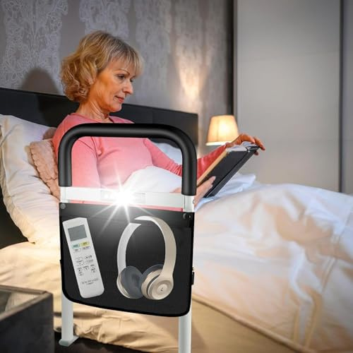 Bed Assist Safety Rail With Storage Bag - Portable Handrail Bar for Fall Prevention - Reinforced Armrest for Elderly, Pregnant Women, Seniors and Handicap