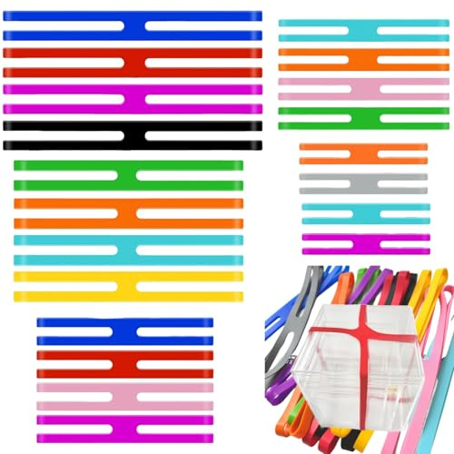 20 Pcs Silicone Rubber Bands,5 Sizes Elastic Bands for Cooking, Books & Office,Reusable, Non-Slip, Assorted Colorful H Band Silicone for Home & Gym