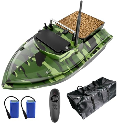 DYJD Bateau à appâts de pêche 500M RC Bateau à appâts de pêche 2KG Chargement avec Sac à Main Dispositif d'alimentation de Poisson (Vert)