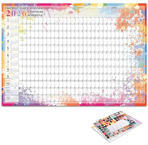 Calendario 2026 pared XXL Calendario pared 2026 plegado planificador anual de regalo, días festivos españoles, 2026 Planificador (Colorido, 74.2 x 52.5 cm)