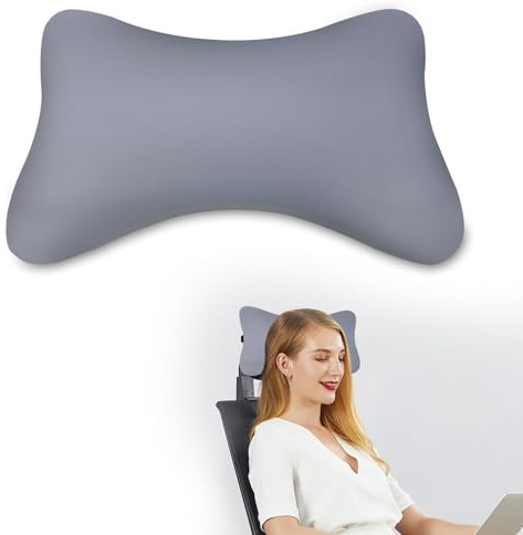 ZHIYUQL® Nackenkissen Sessel Aus Memory Foam Mit Flexiblen Bändern, Nackenkissen Bürostuhl Kopfstütze Ergonomisches Sessel Kissen Rollstuhl Kopfkissen für Reisen, Flugzeuge, Züge und Büros (Grau)