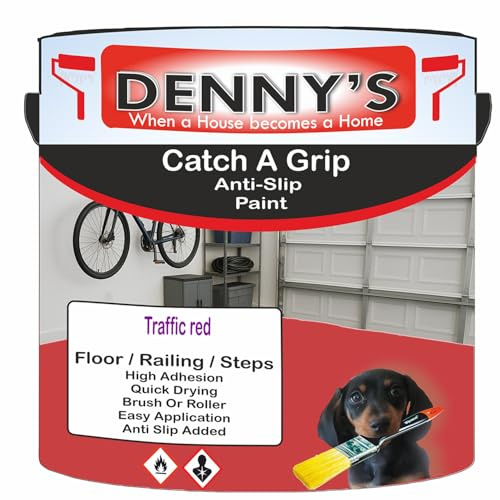 SCOOBYS PAINTS BACK IN THE MIX Catch A Grip Anti Slip Floor Paint – Non Slip Coating for Steps, Railings & Garages – 170 Colours, High Adhesion, Quick Dry, Multiple Sizes (Traffic red, 250ml Tin)