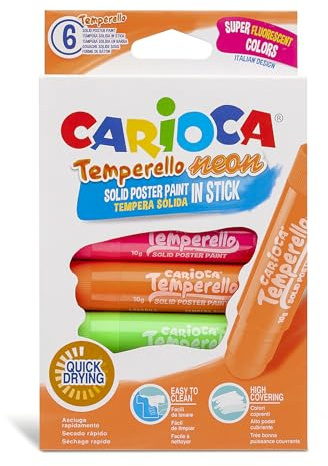Carioca TEMPERELLO NEON | 42675 - Témperas Solidas en barra 6 Colores , color/ modelo surtido