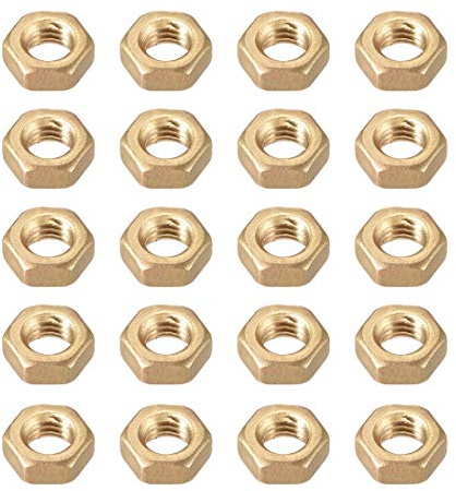 uxcell Hex Nuts, M6x1mm Metric Coarse Thread Hexagon Nut, Brass, Pack of 20