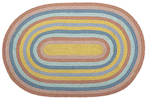 Bloomingville Teppich, gelb rosa blau, Jute