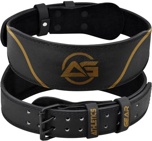 Weight Lifting Belt by AG - Top Class Cowhide Leather Belt with 4” & 6” Padded Lumbar Back Support for Weightlifting, Gym Lifting, Powerlifting, Workout (4 Wide/Black, Large)