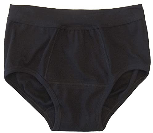 HERMKO 993265 Herren Inkontinenz Slip mit Weichbund aus Bio-Baumwolle wasserdicht, Größe:D 6 = EU L, Farbe:schwarz