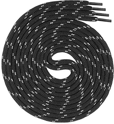 Swissly Cordones redondos para zapatos de trabajo y trekking, 100% poliéster, color: negro/gris, longitud: 110 cm
