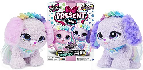 Spin Master Present Pets, Fairy Puppy - Juguete Interactivo de Peluche con más de 100 Sonidos y acciones (el Estilo Puede Variar), Juguetes para niños para niñas de 5 años en adelante, 6061372