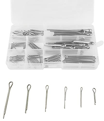 THETAG 150 Stücke Edelstahl Splinte Sortiment Sicherungssplinte Set, Mechanik Befestigungen Splint Sortiment Set in 15 verschiedenen Größen im Sortimentskasten