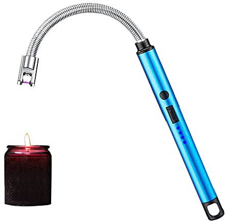 SKRFIRE Kerzenfeuerzeug Elektrisches Outdoor Winddichtes Wiederaufladbares Langes Plasma Feuerzeug - Für Küche, Kerze, Gasherd und Grill (Blau)