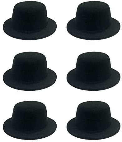 ASUNFO 6 Pcs Mini Top Hat Miniature Formal Hats Felt for Crafts Hair Accessories Christmas Party Ornaments Black 5.1