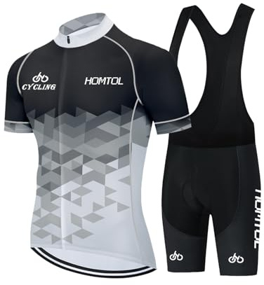 HOMTOL Cykeltröja set herr långärmad kortärmad cykelkläder cykeltröja triathlon kostym herr cykeltröjor andas elastisk snabbtorkande tröja cykling MTB, Svartvit, 4XL
